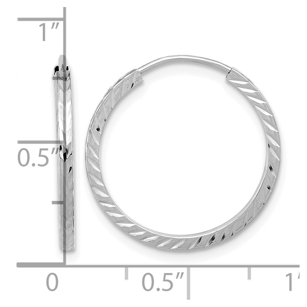 10K White Gold Diamond-cut Square Tube Endless Hoop Earrings (10TF995W)