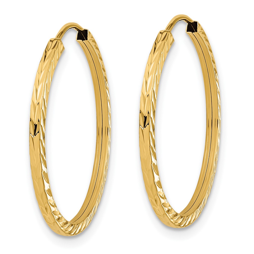 10k Diamond-cut Square Tube Endless Hoop Earrings (10TF996)