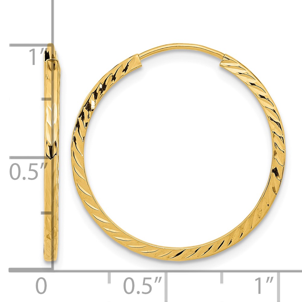 10k Diamond-cut Square Tube Endless Hoop Earrings (10TF996)