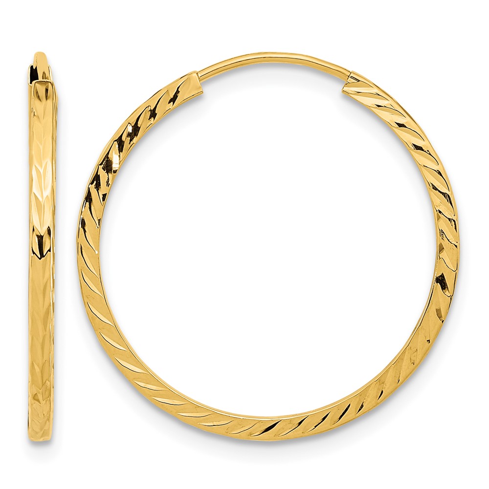 10k Diamond-cut Square Tube Endless Hoop Earrings (10TF996)