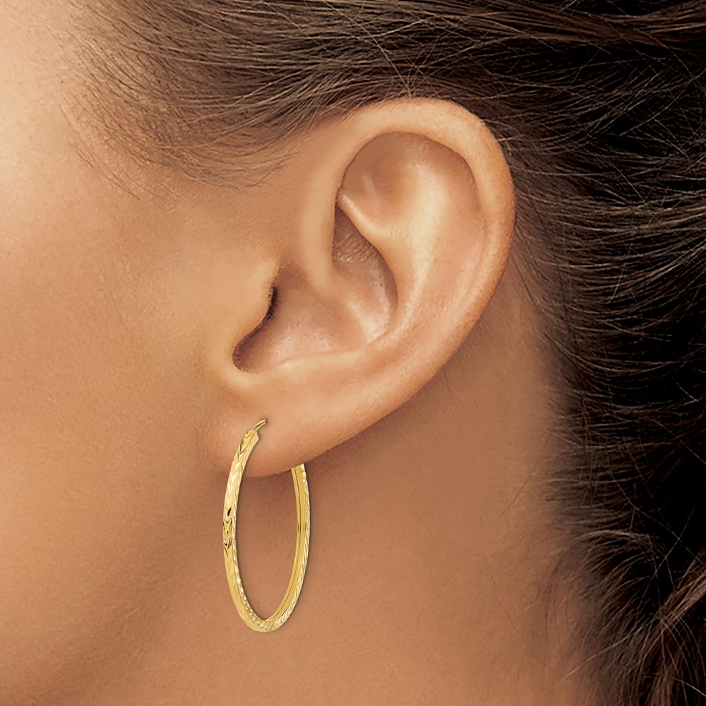 10k Diamond-cut Square Tube Endless Hoop Earrings (10TF997)