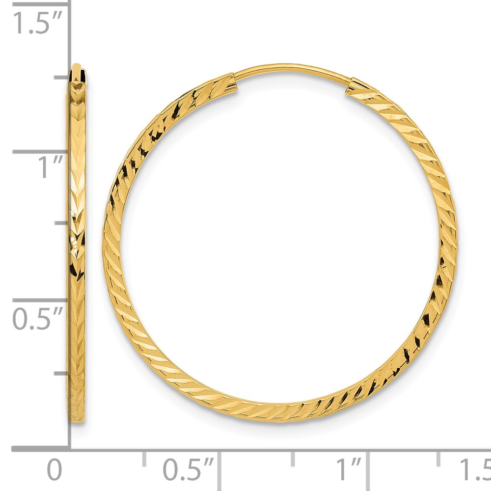10k Diamond-cut Square Tube Endless Hoop Earrings (10TF997)