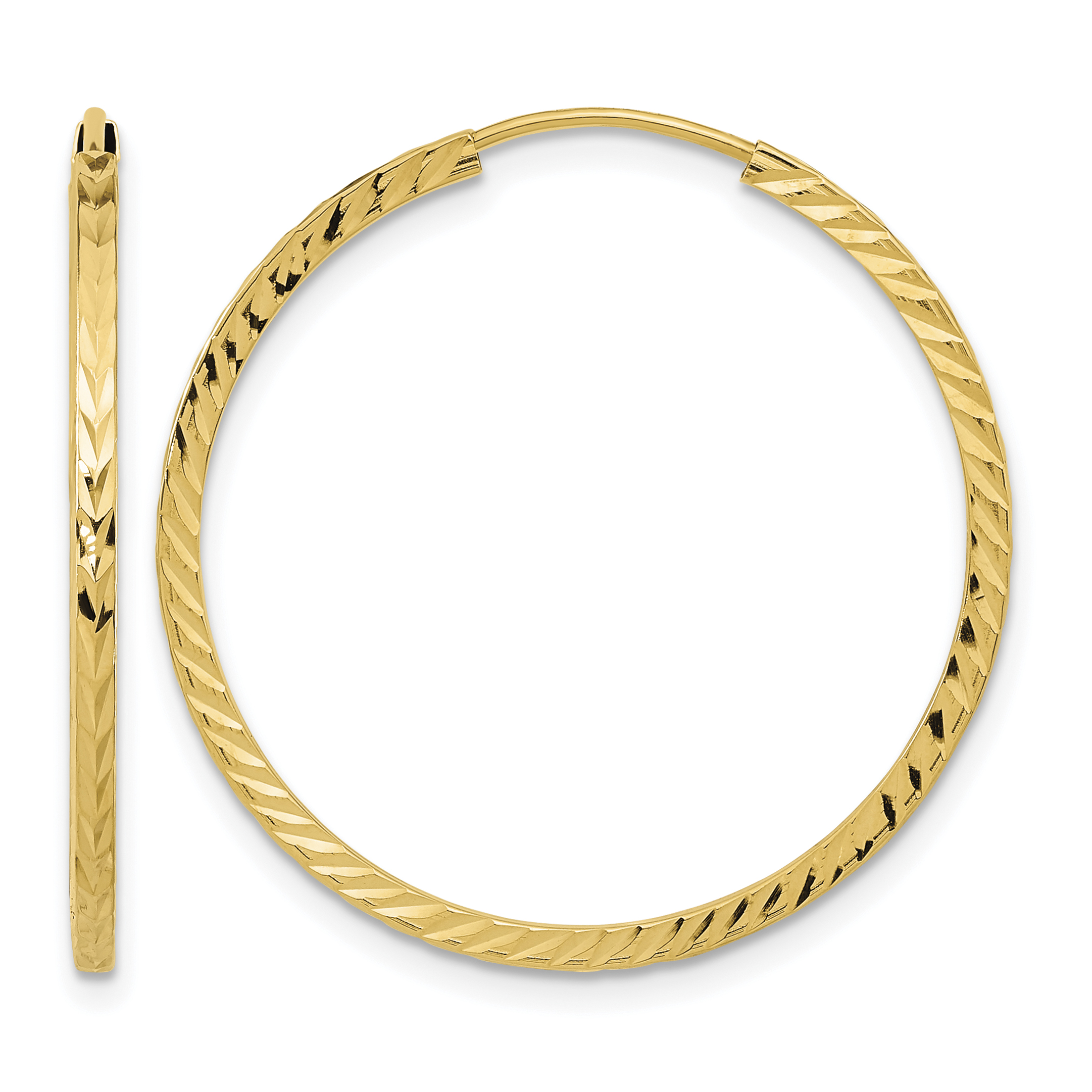 10k Diamond-cut Square Tube Endless Hoop Earrings (10TF997)