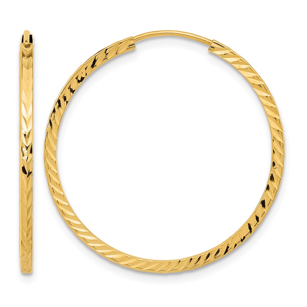 10k Diamond-cut Square Tube Endless Hoop Earrings (10TF997)