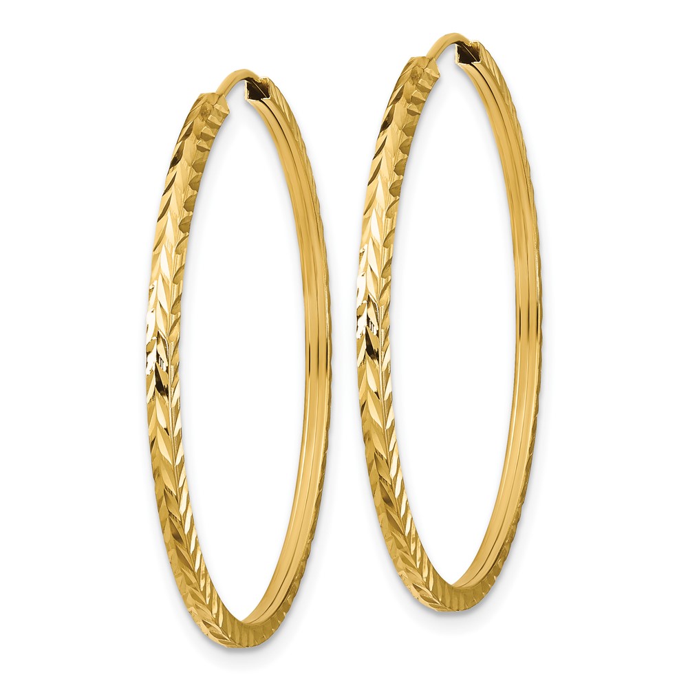 10k Diamond-cut Square Tube Endless Hoop Earrings (10TF998)