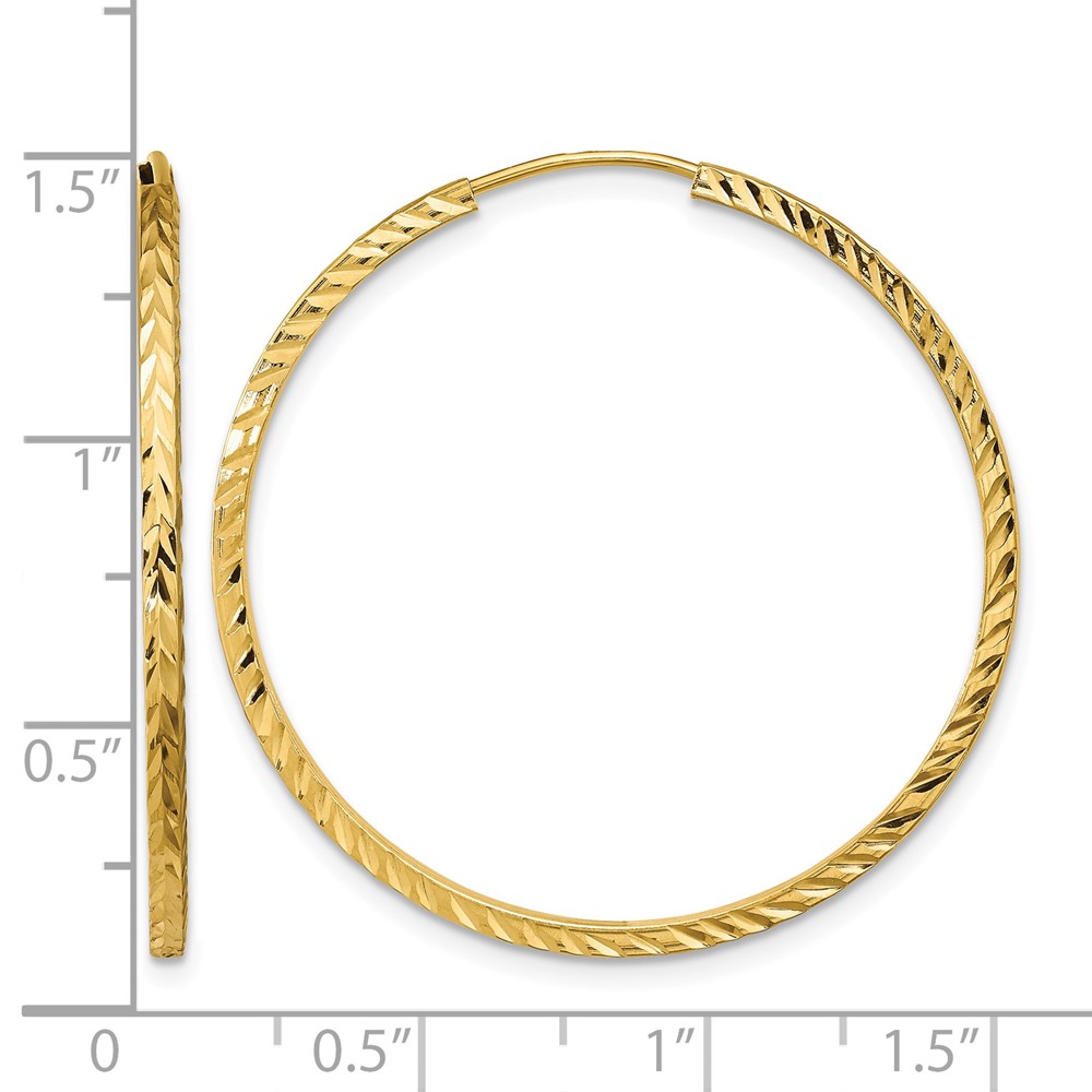 10k Diamond-cut Square Tube Endless Hoop Earrings (10TF998)