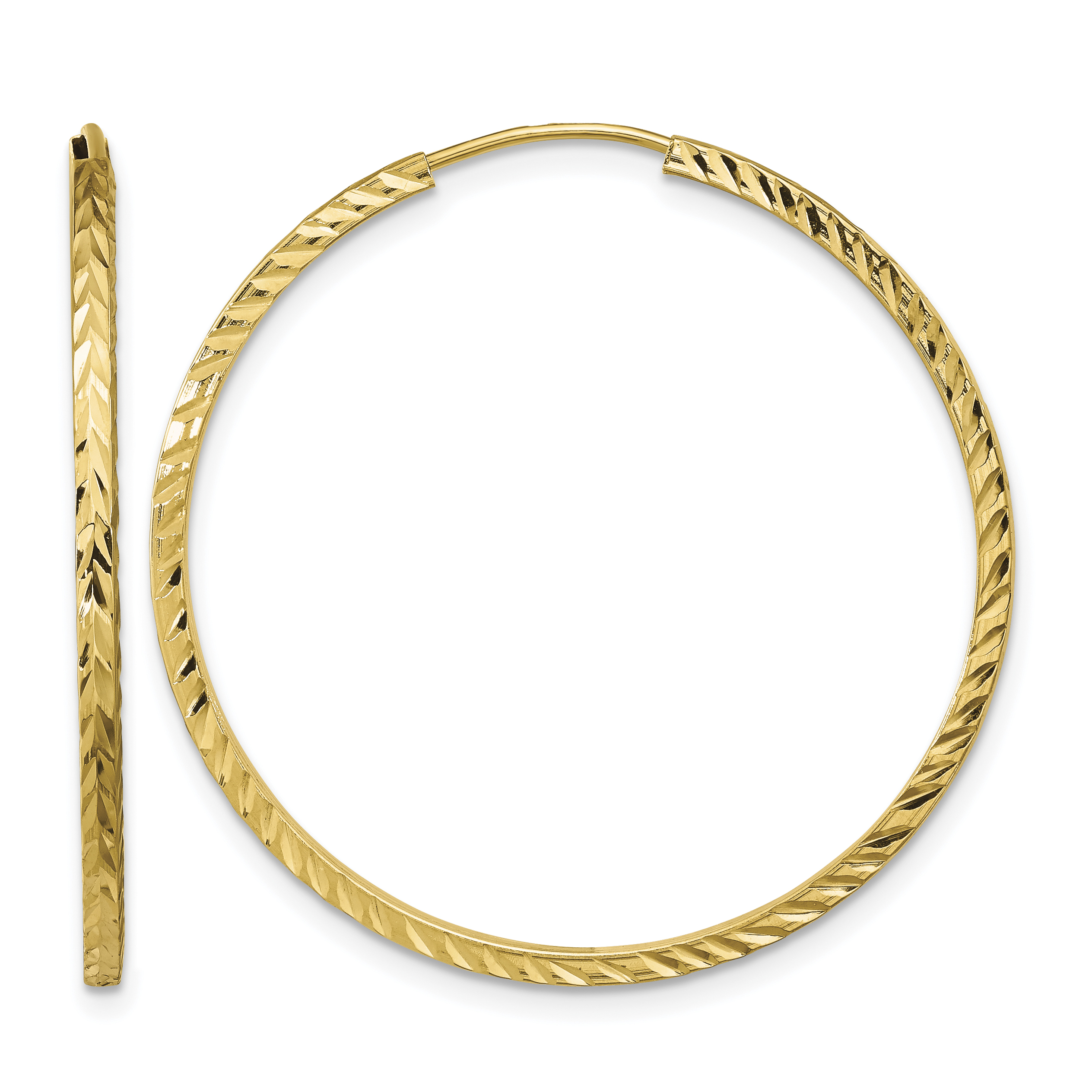 10k Diamond-cut Square Tube Endless Hoop Earrings (10TF998)