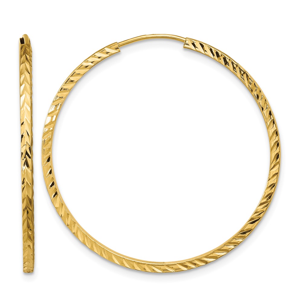 10k Diamond-cut Square Tube Endless Hoop Earrings (10TF998)