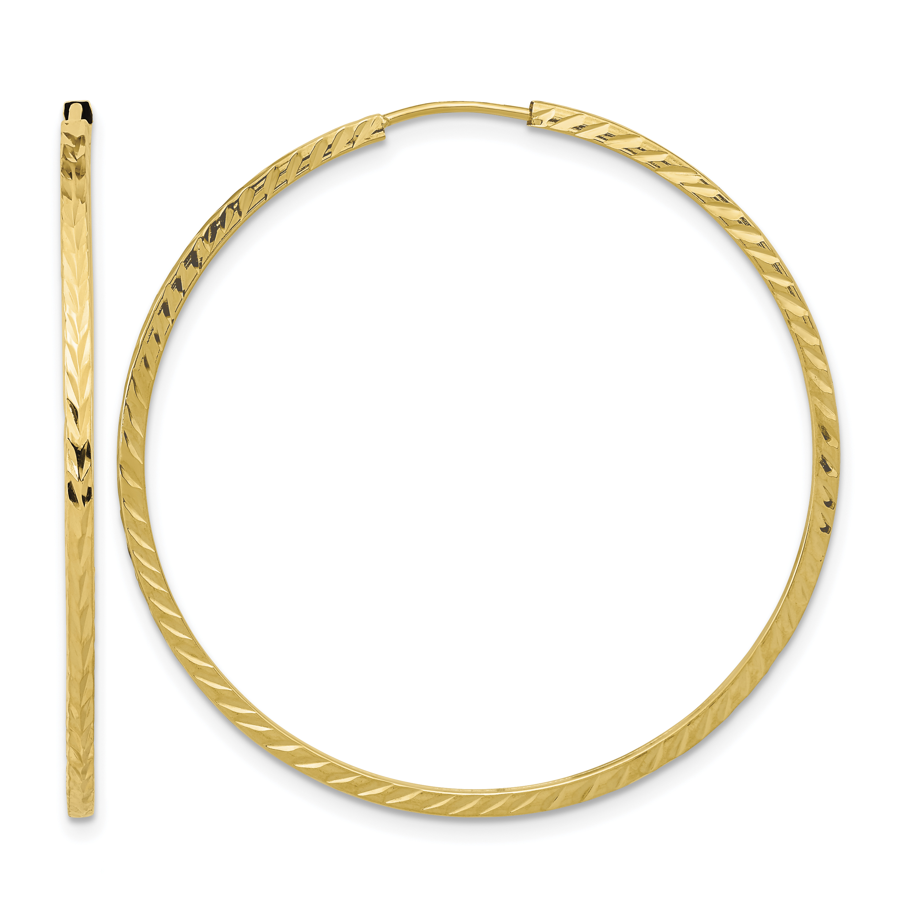 10k Diamond-cut Square Tube Endless Hoop Earrings (10TF999)