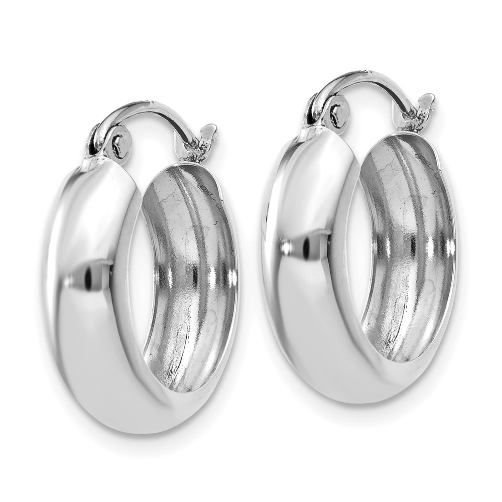 10k White Gold 4mm Round Hoop Earrings (10TH276)