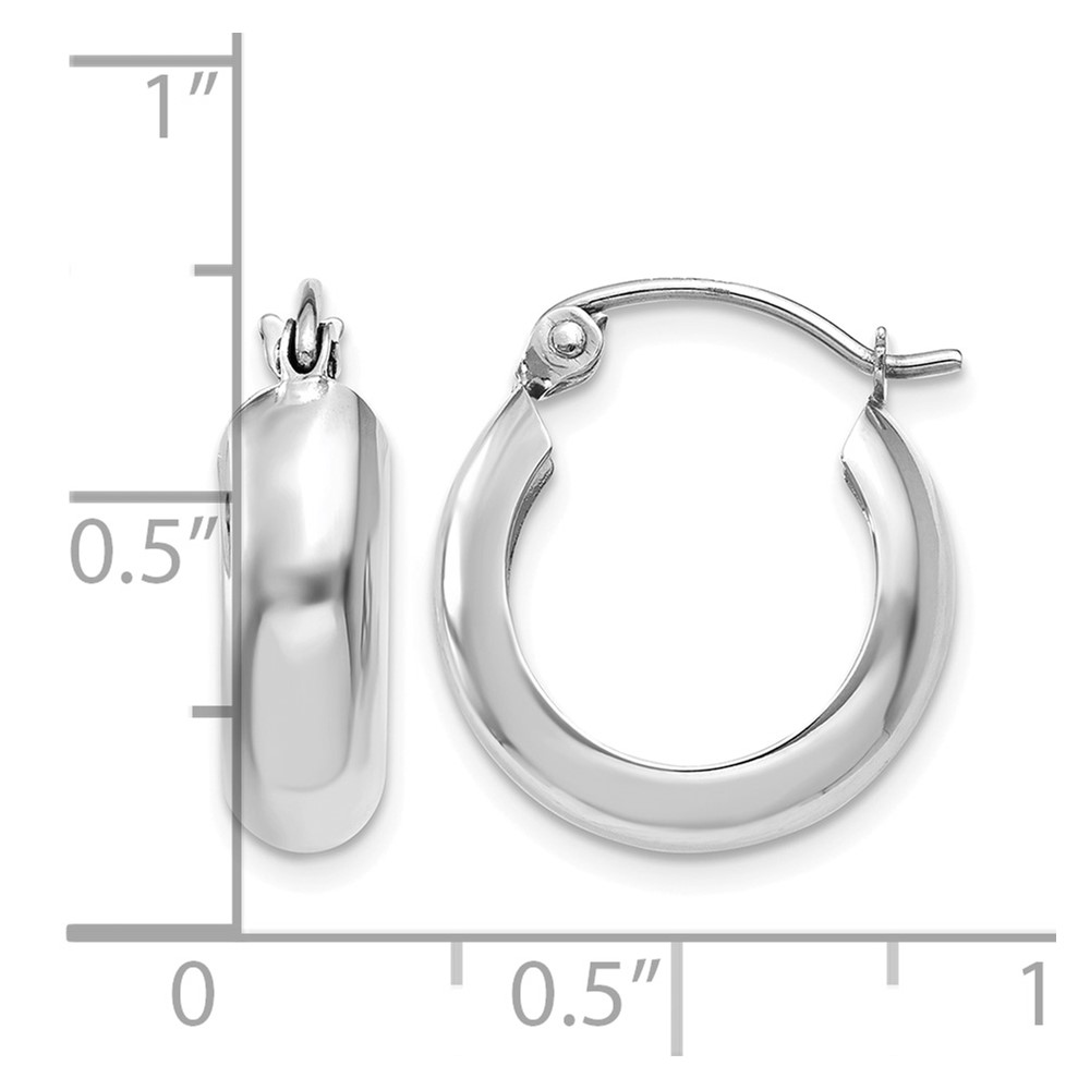 10k White Gold 4mm Round Hoop Earrings (10TH276)