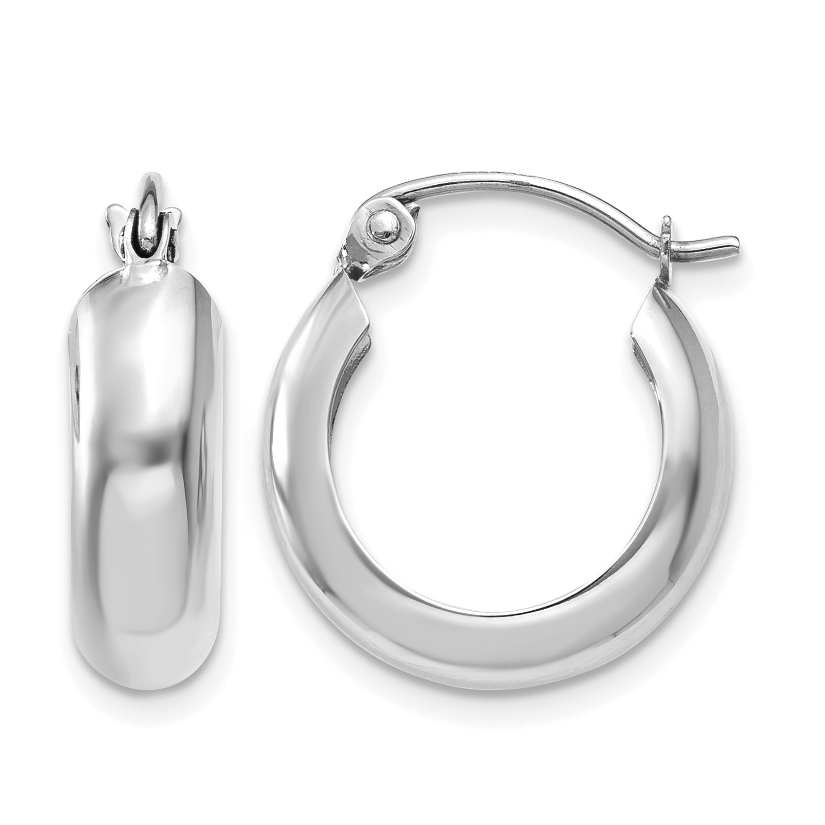 10k White Gold 4mm Round Hoop Earrings (10TH276)