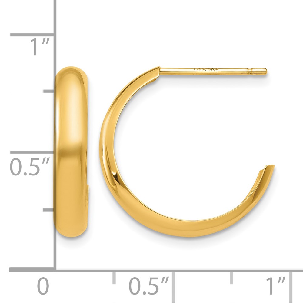 10k Polished 3.5mm J-Hoop Earrings (10TH336)
