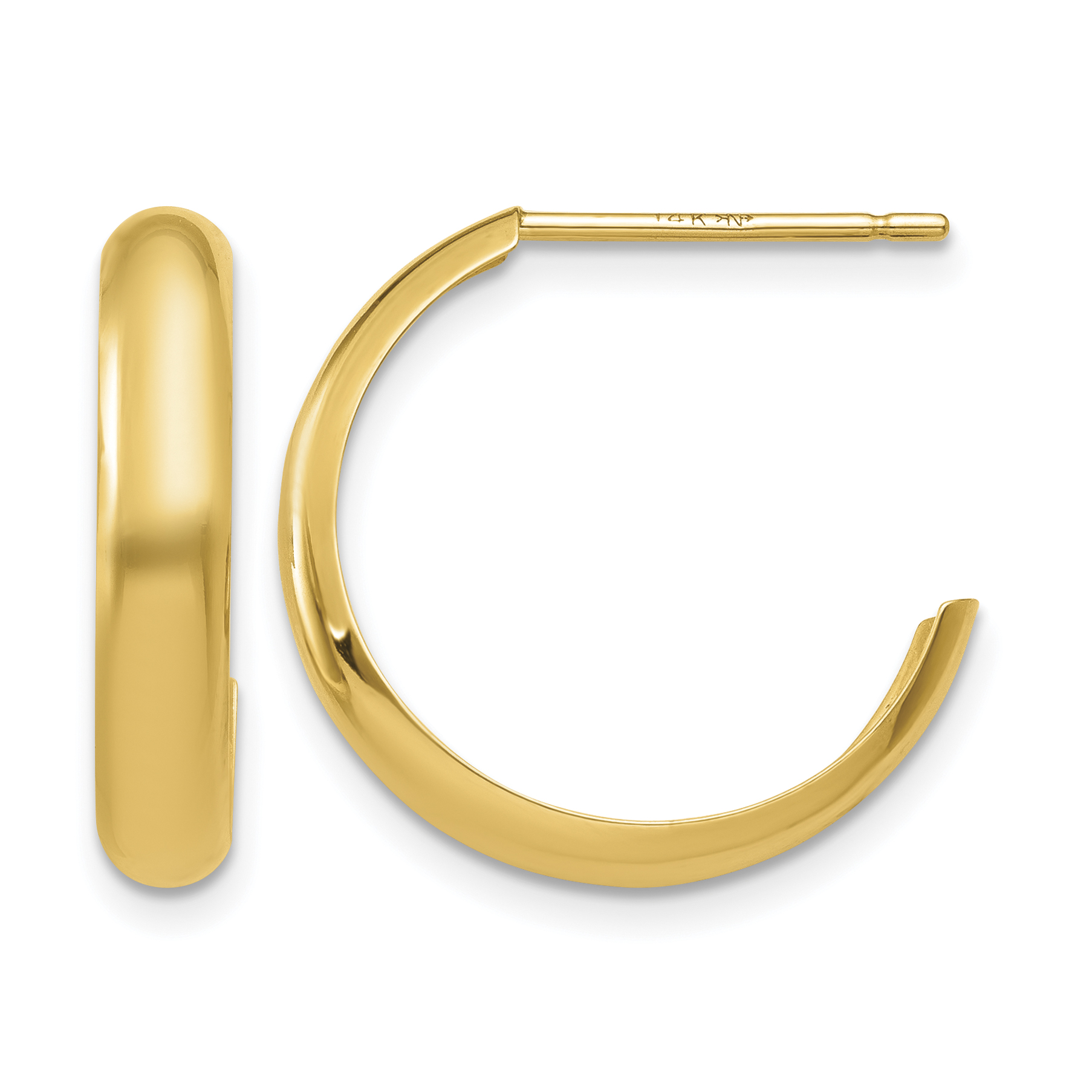 10k Polished 3.5mm J-Hoop Earrings (10TH336)