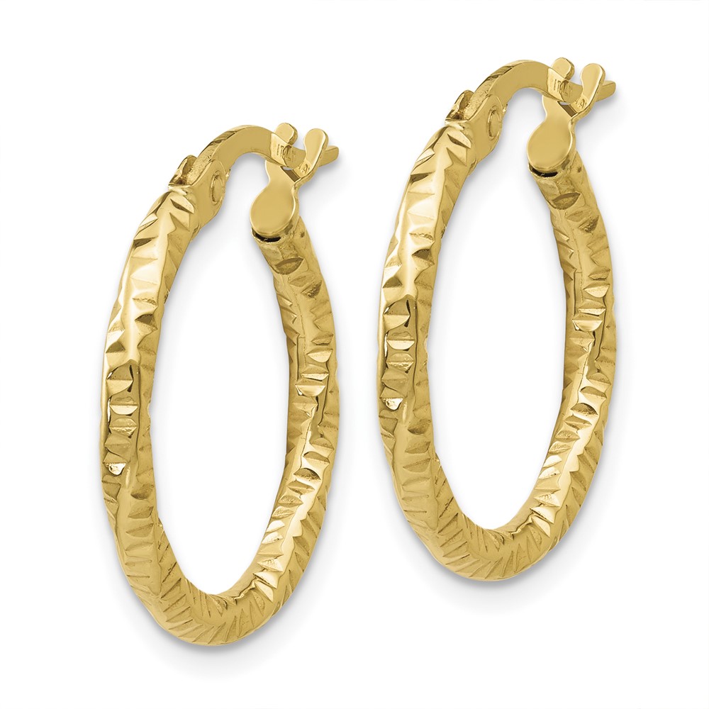10k Polished and Textured Hoop Earrings (10TH671)