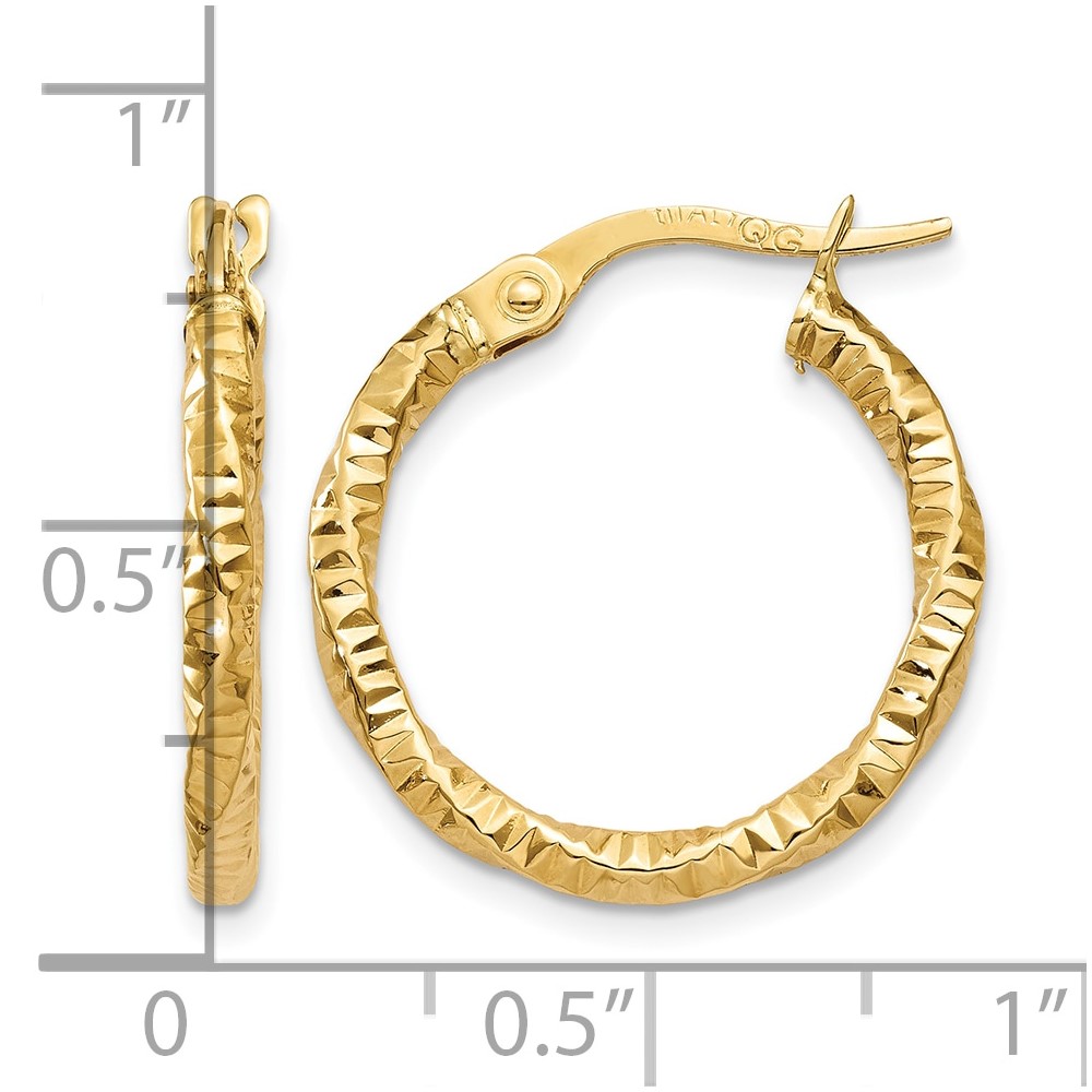 10k Polished and Textured Hoop Earrings (10TH671)