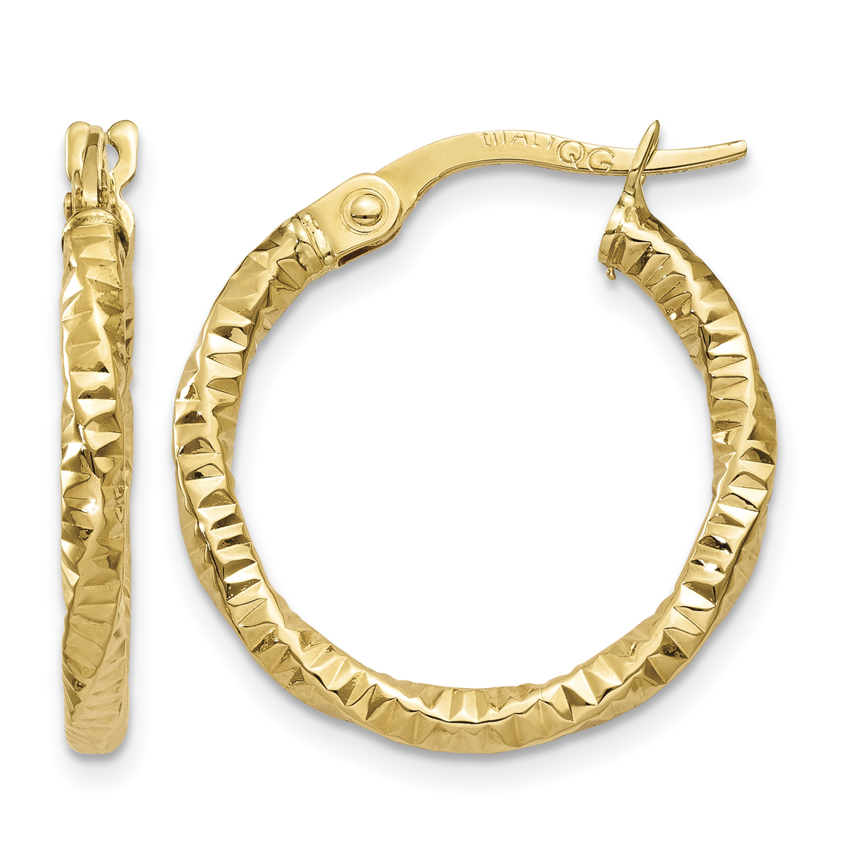 10k Polished and Textured Hoop Earrings (10TH671)