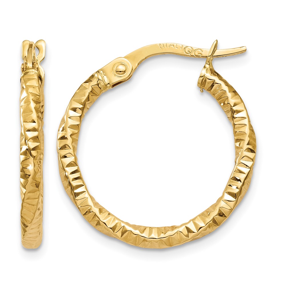 10k Polished and Textured Hoop Earrings (10TH671)