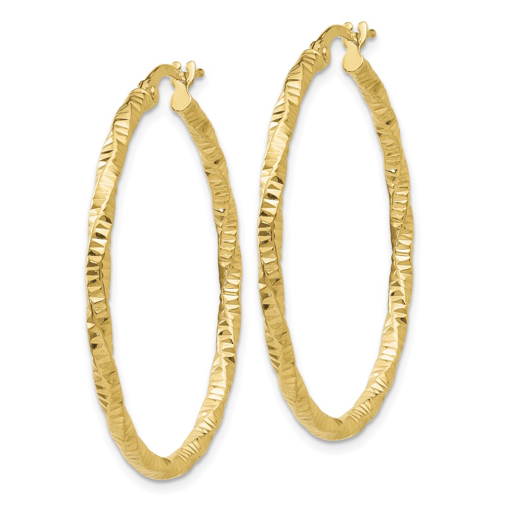 10k Polished and Textured Hoop Earrings (10TH672)