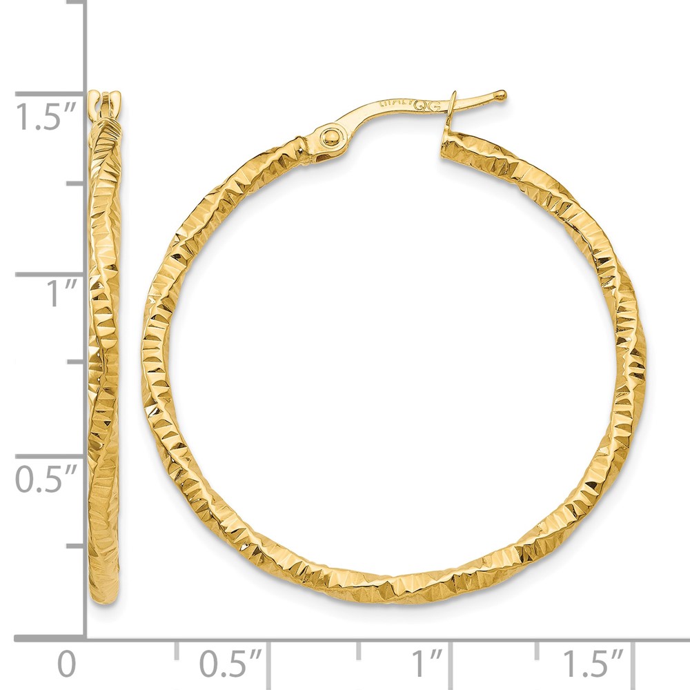 10k Polished and Textured Hoop Earrings (10TH672)