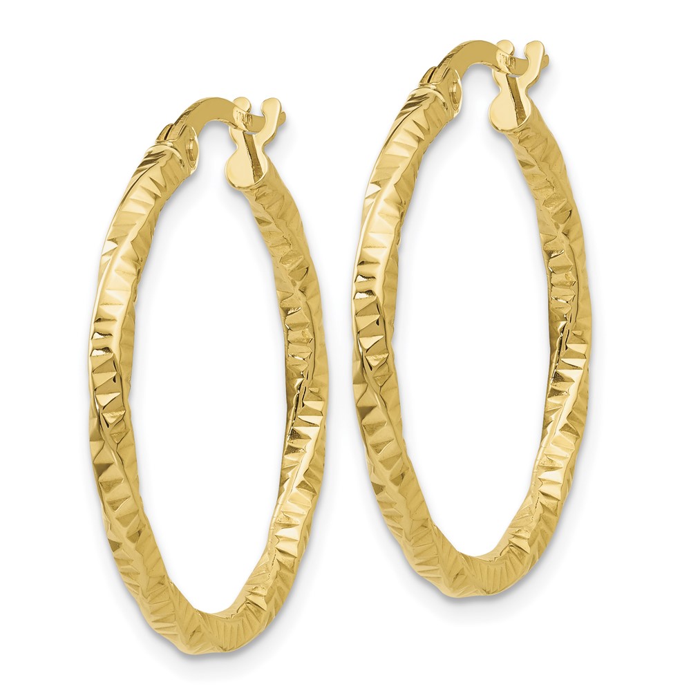 10k Polished and Textured Hoop Earrings (10TH674)