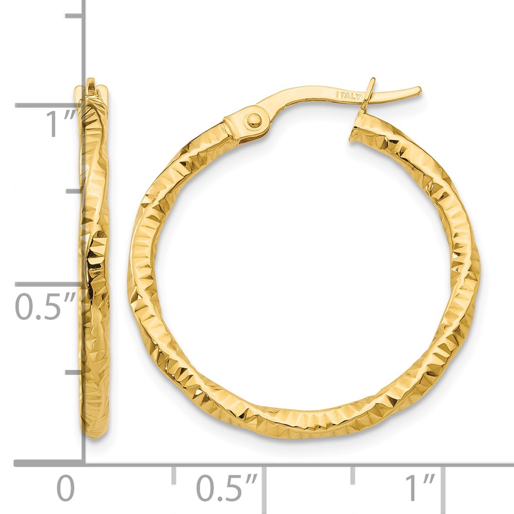 10k Polished and Textured Hoop Earrings (10TH674)