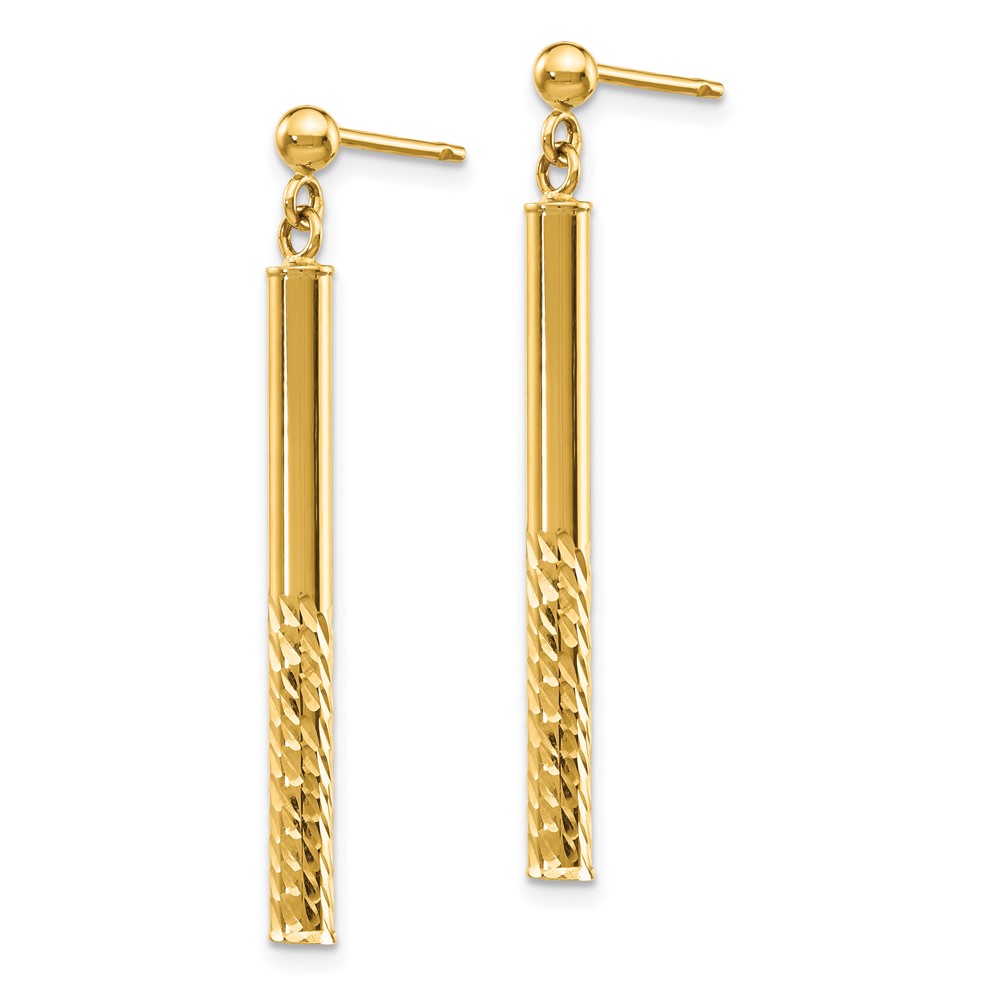 10k Polished and Diamond-cut Bar Dangle Post Earrings (10TH954)