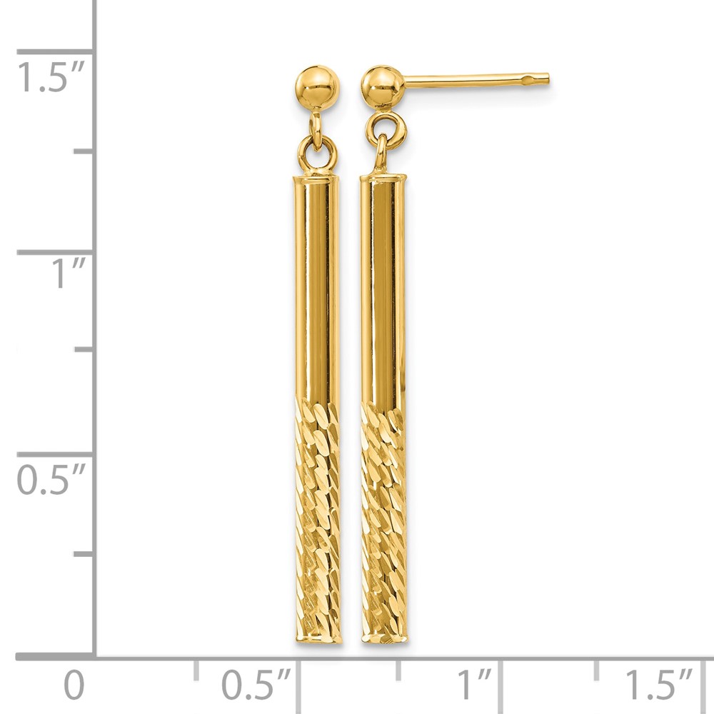 10k Polished and Diamond-cut Bar Dangle Post Earrings (10TH954)