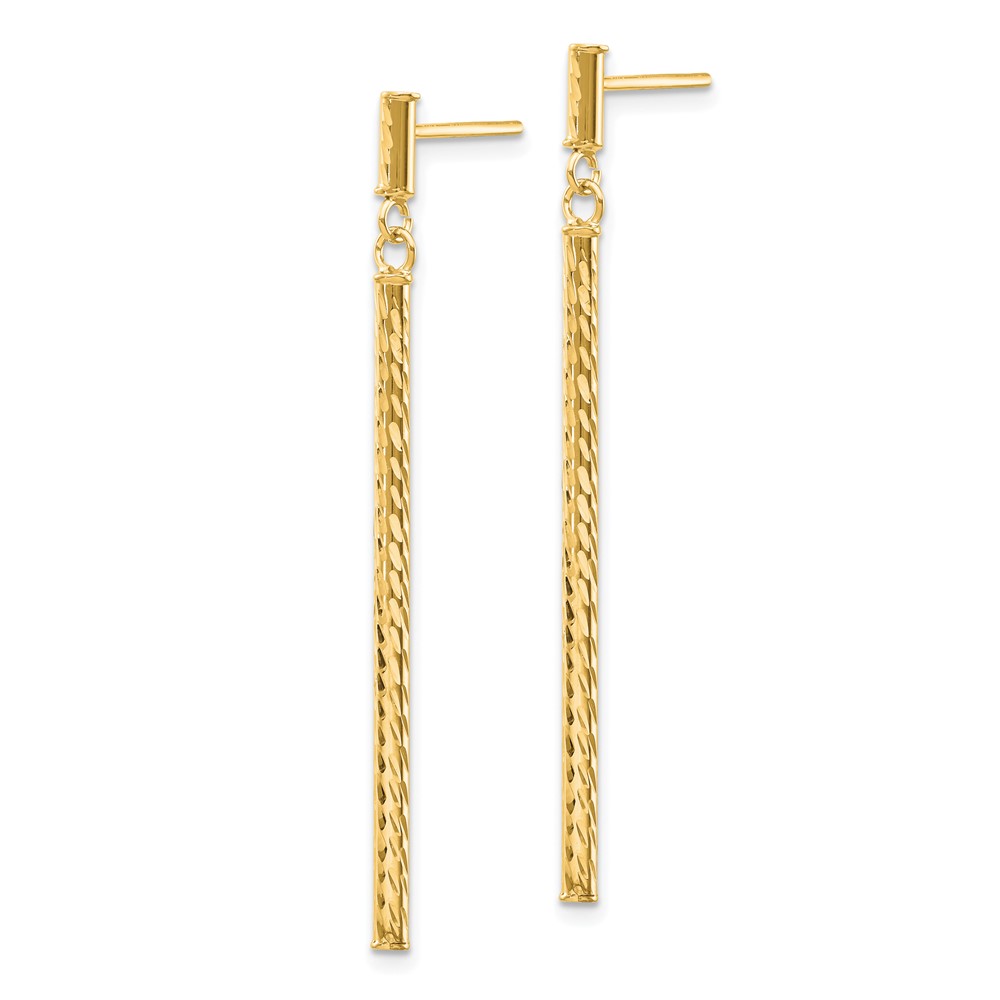 10k Polished and Diamond-cut Bar Dangle Post Earrings (10TH955)