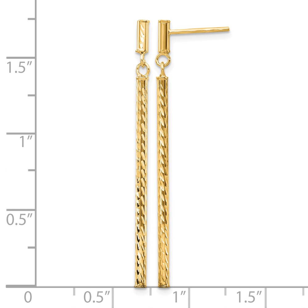 10k Polished and Diamond-cut Bar Dangle Post Earrings (10TH955)