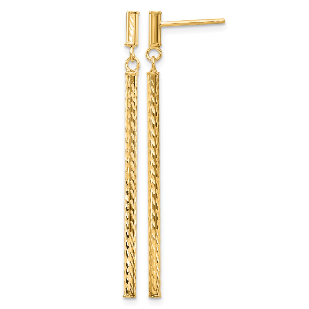 10k Polished and Diamond-cut Bar Dangle Post Earrings (10TH955)