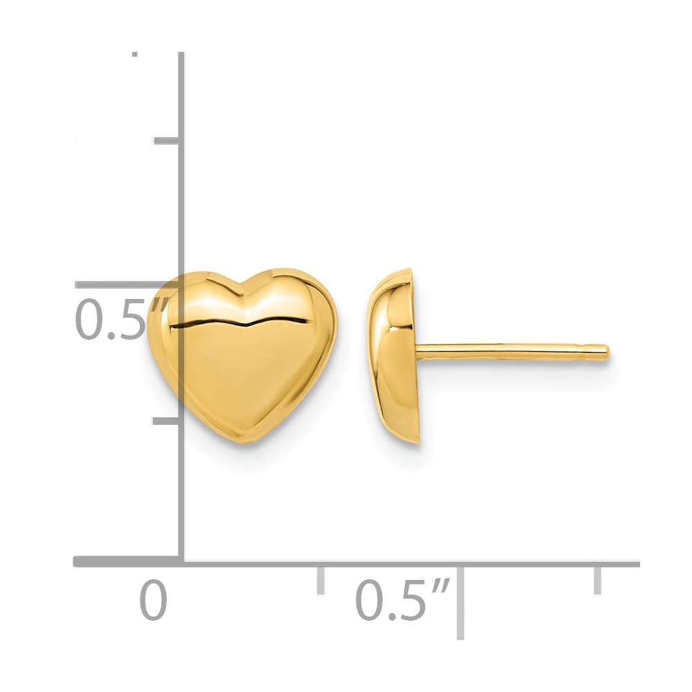 10k Gold Polished Heart Post Earrings (10TH968)