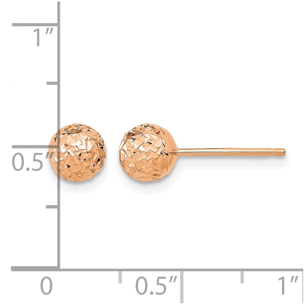 10k Rose Gold 6mm Diamond-Cut Ball Post Earrings (10TL1027R)