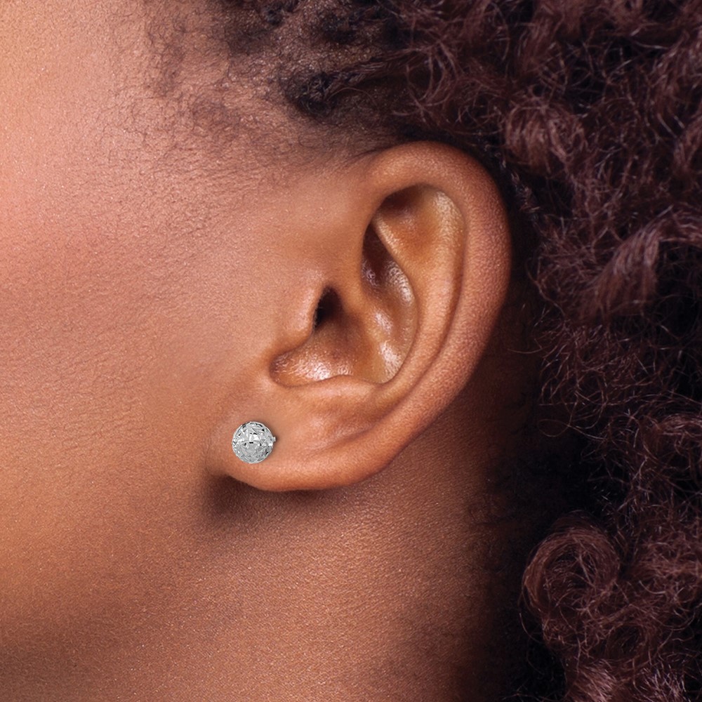 10k White Gold D/C 6mm Ball Post Earrings (10TL1027W)