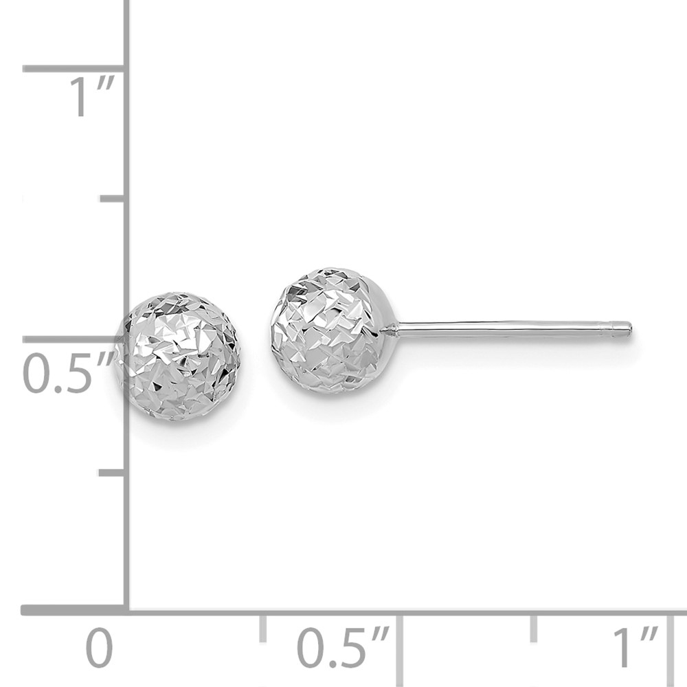 10k White Gold D/C 6mm Ball Post Earrings (10TL1027W)