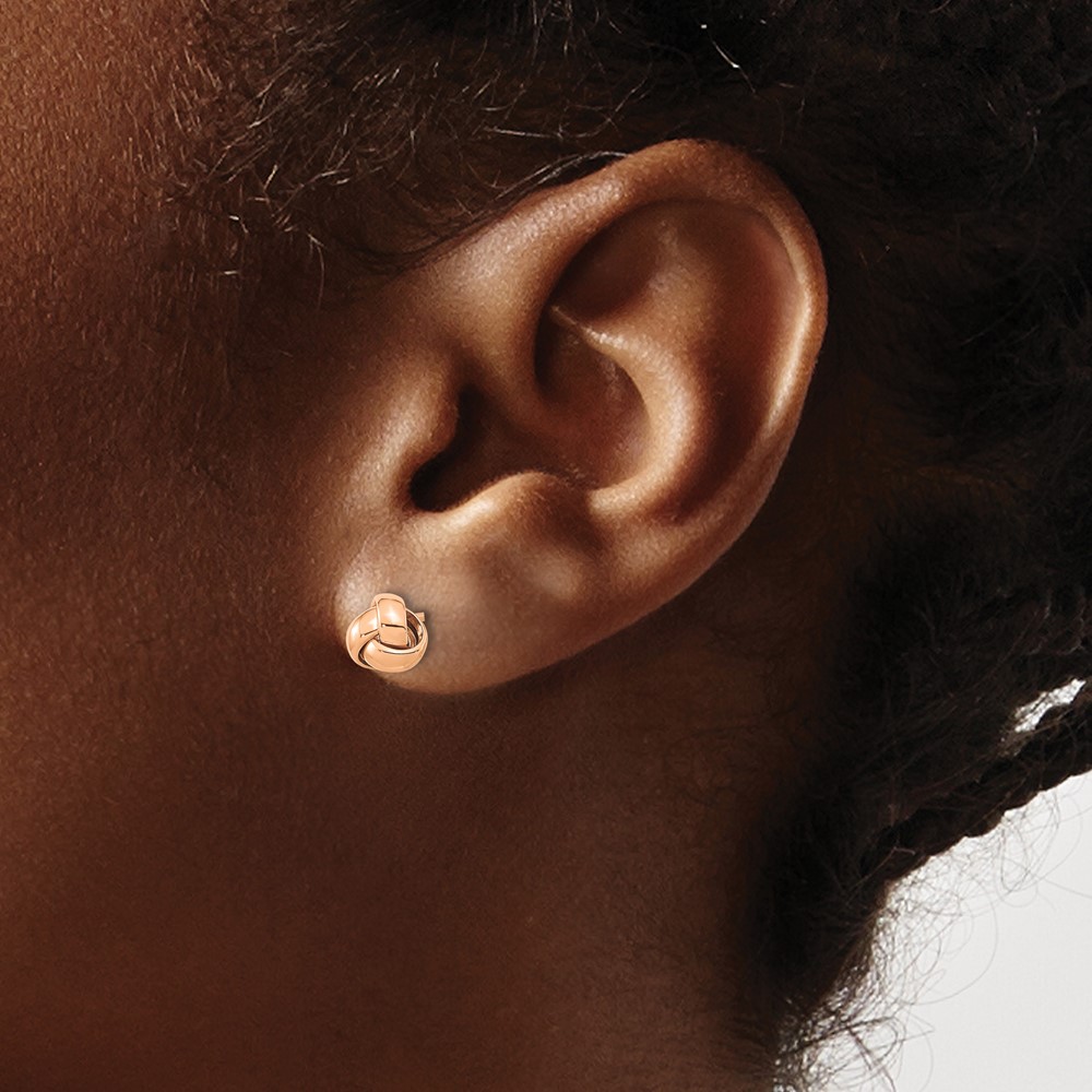 10k Rose Gold Polished Love Knot Post Earrings (10TL1046R)