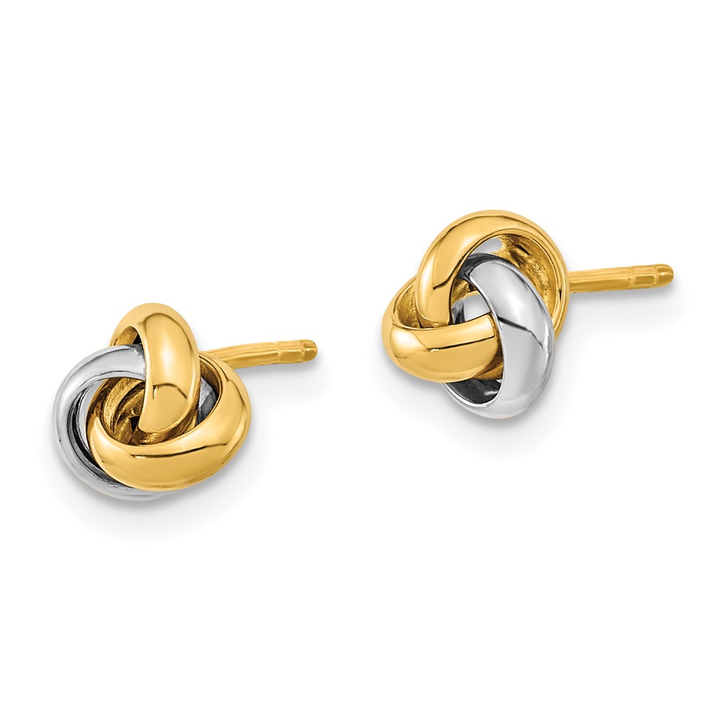 10k Two-Tone Polished Love Knot Post Earrings (10TL1047TT)