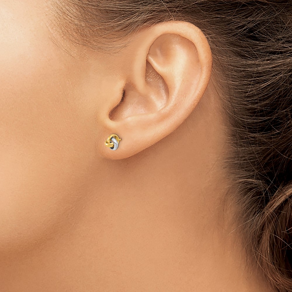 10k Two-Tone Polished Love Knot Post Earrings (10TL1047TT)