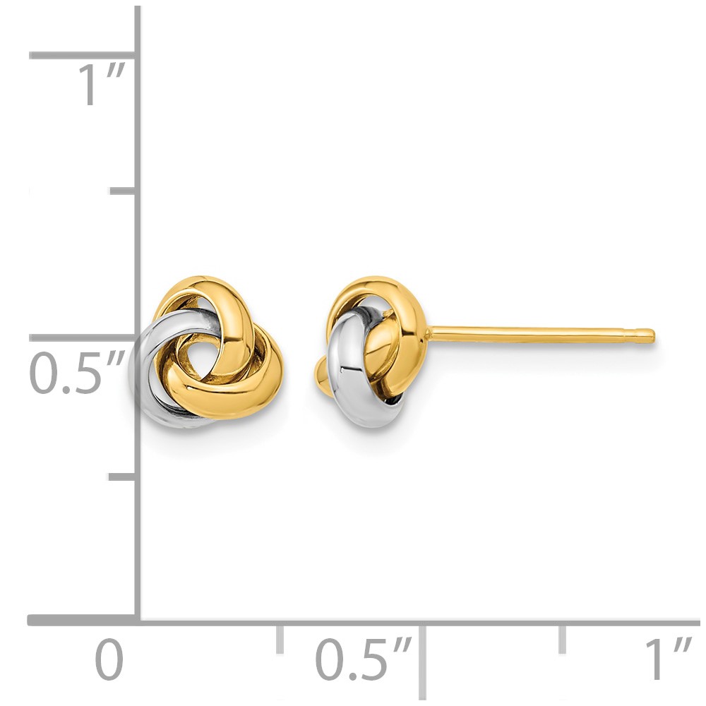 10k Two-Tone Polished Love Knot Post Earrings (10TL1047TT)
