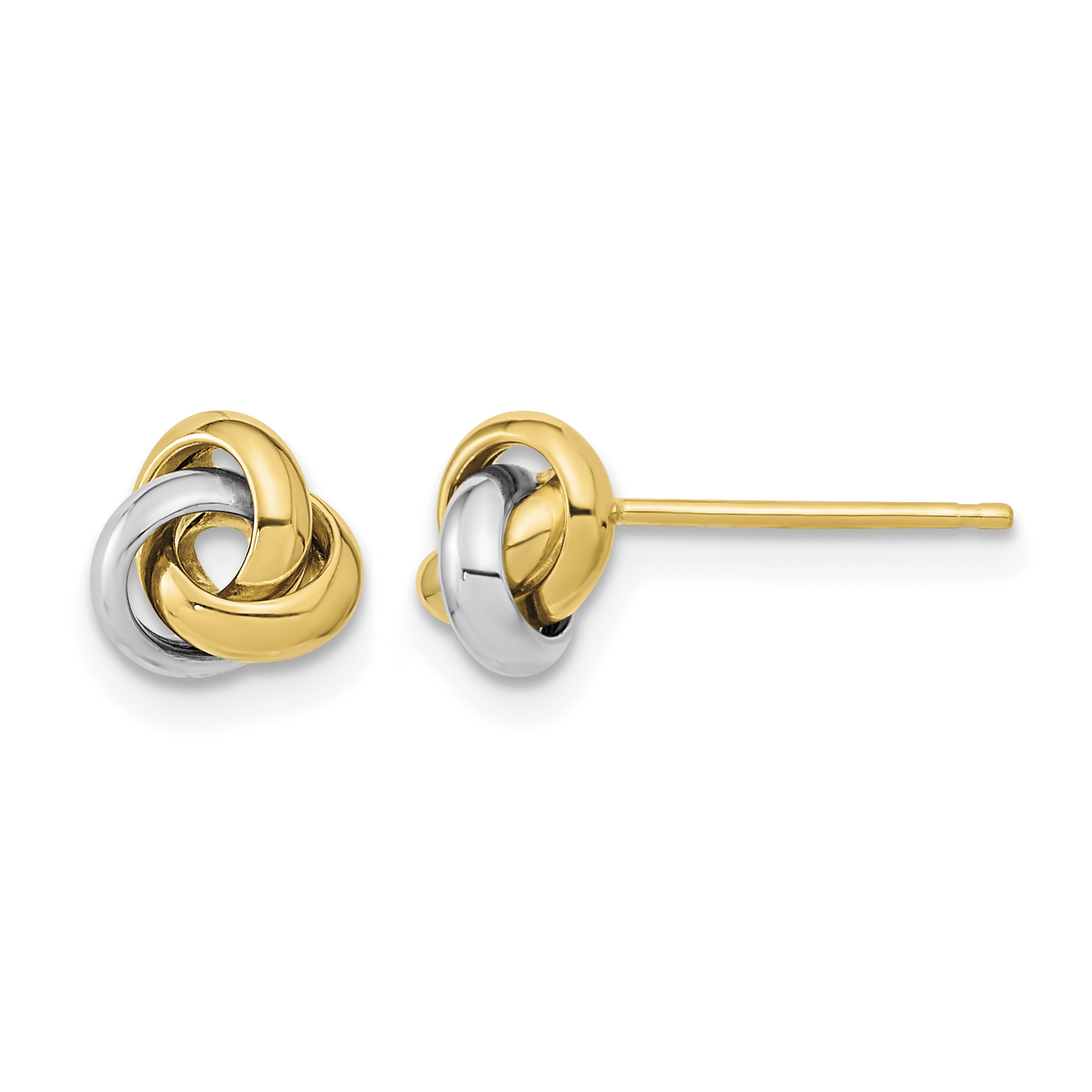 10k Two-Tone Polished Love Knot Post Earrings (10TL1047TT)