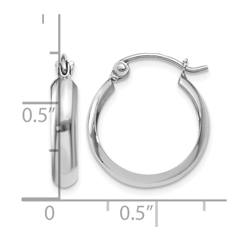 10k White Gold Polished 3.5mm Hoop Earrings (10TL116)