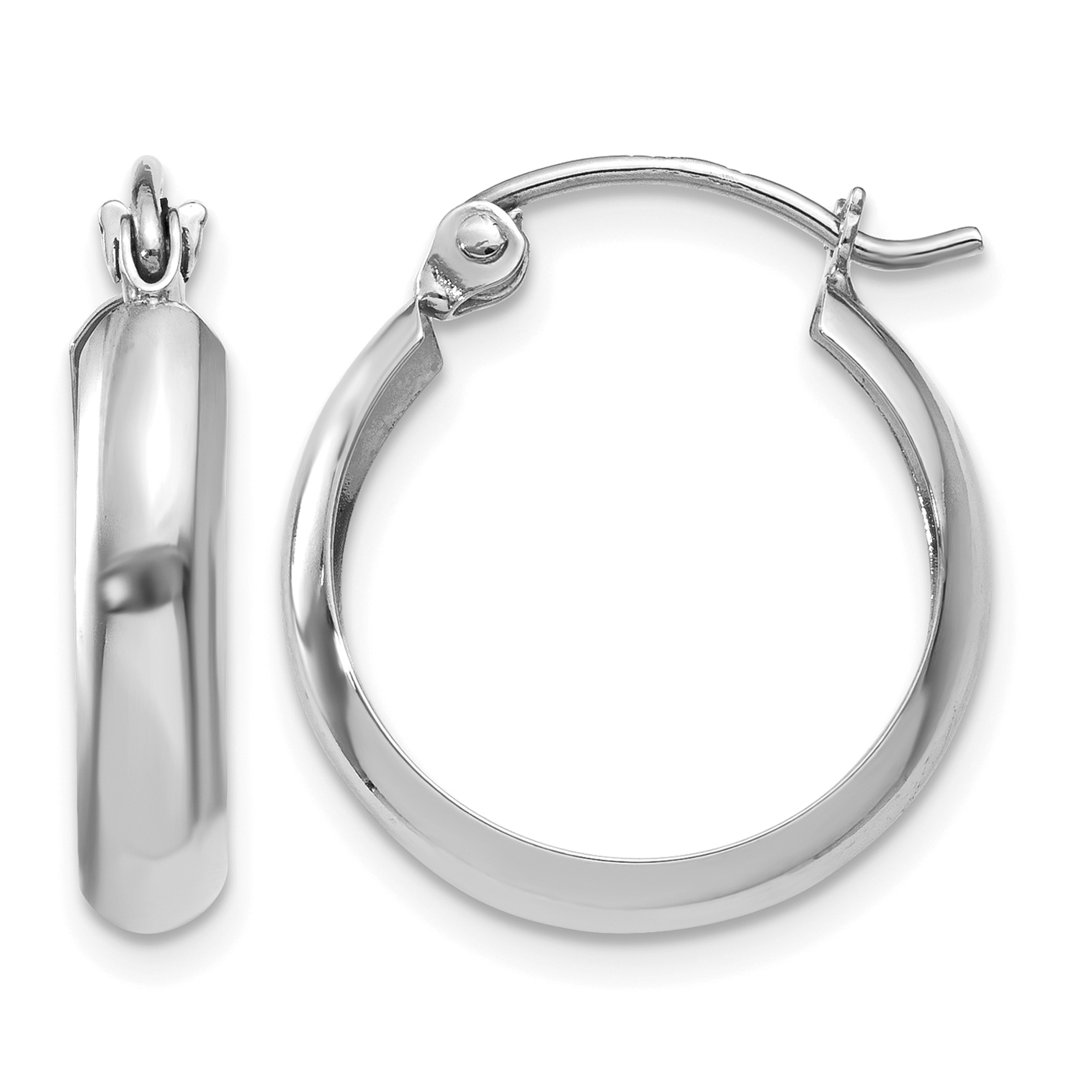 10k White Gold Polished 3.5mm Hoop Earrings (10TL116)