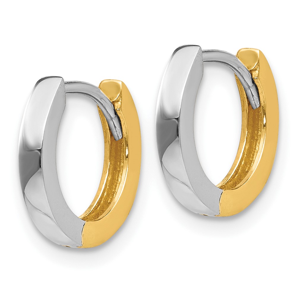 10k Two-tone 2mm Round Hinged Hoop Earrings (10TL156)