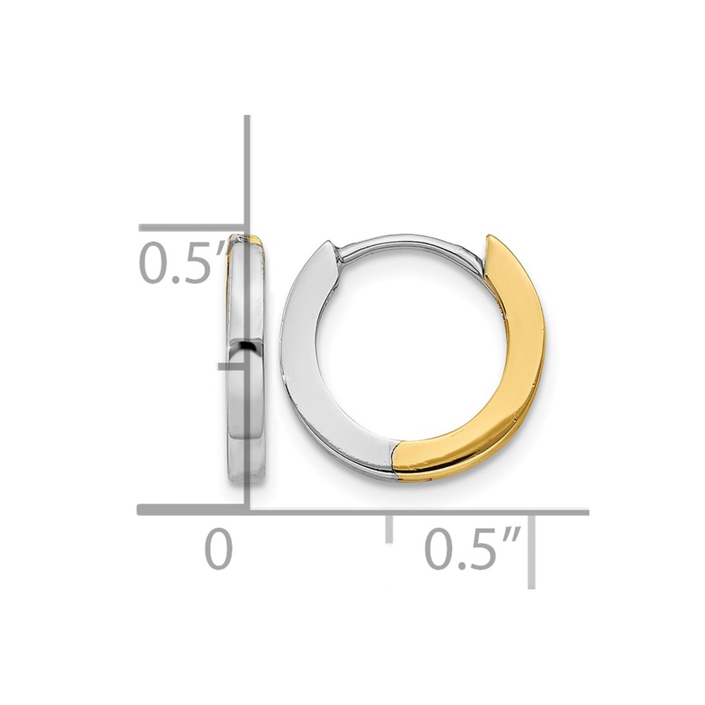 10k Two-tone 2mm Round Hinged Hoop Earrings (10TL156)