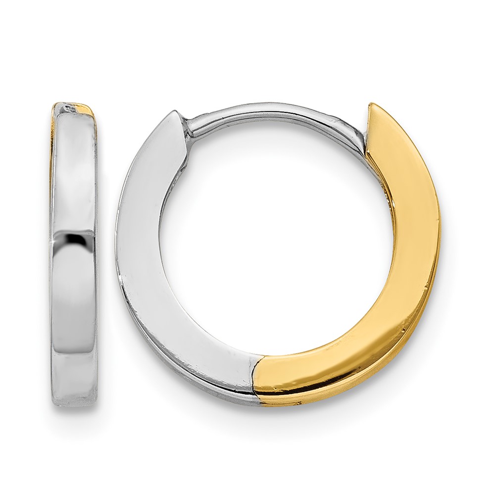 10k Two-tone 2mm Round Hinged Hoop Earrings (10TL156)