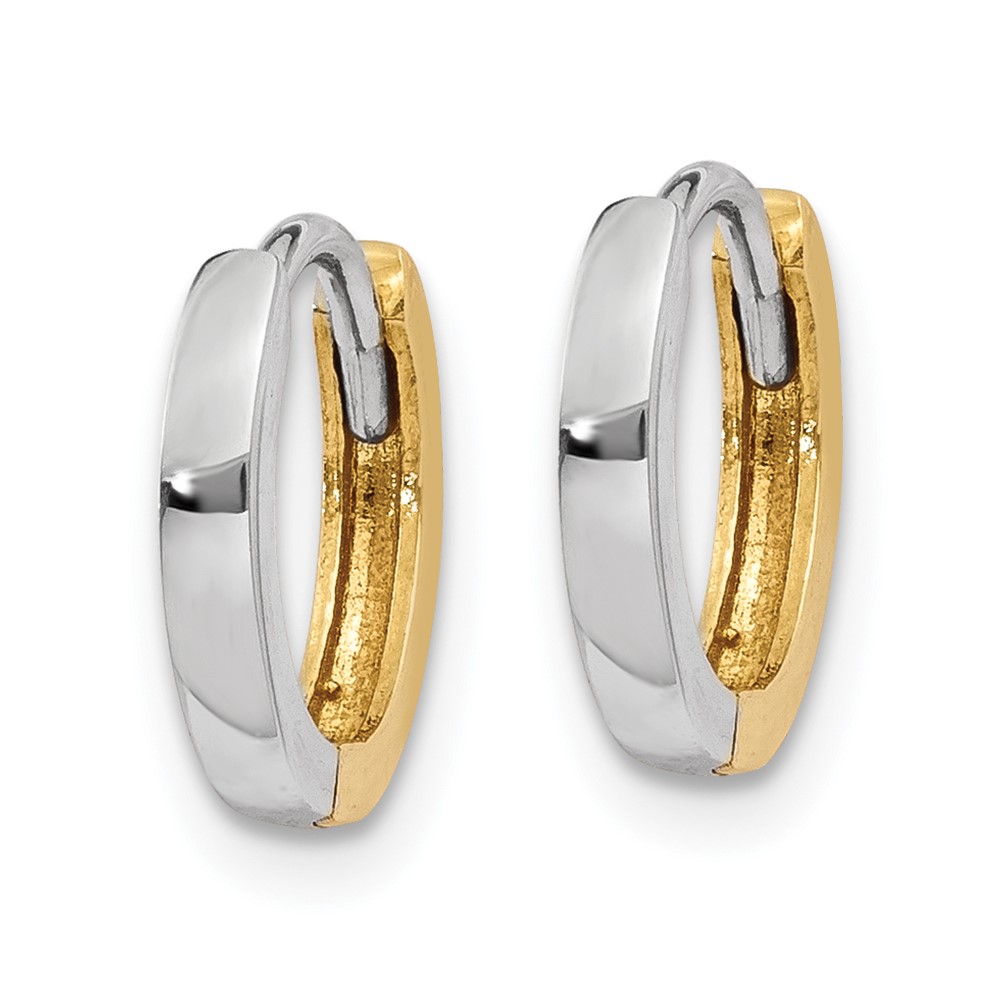 10k Two-tone 1.50mm Hinged Hoop Earrings (10TL157)