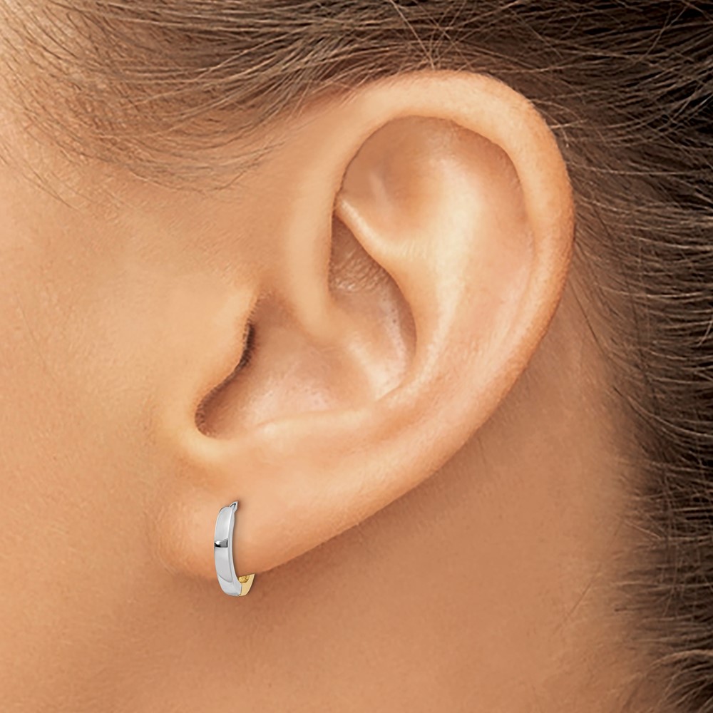 10k Two-tone 1.50mm Hinged Hoop Earrings (10TL157)