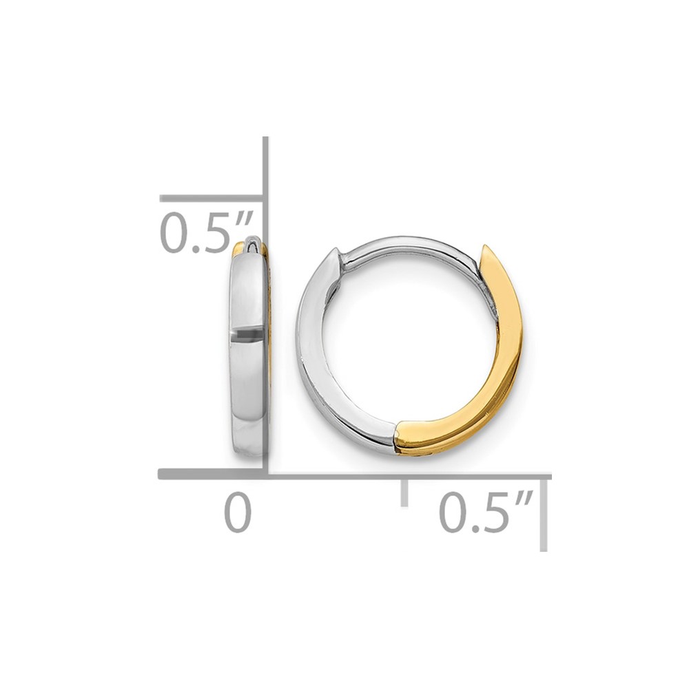 10k Two-tone 1.50mm Hinged Hoop Earrings (10TL157)