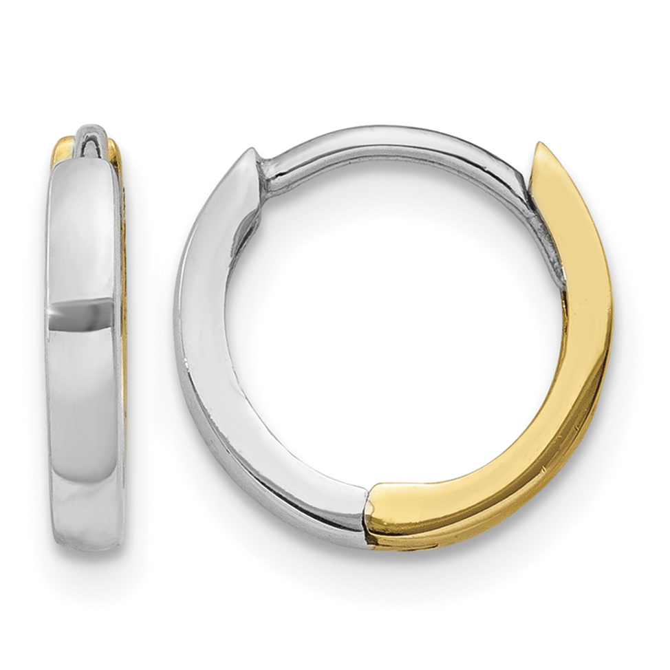 10k Two-tone 1.50mm Hinged Hoop Earrings (10TL157)