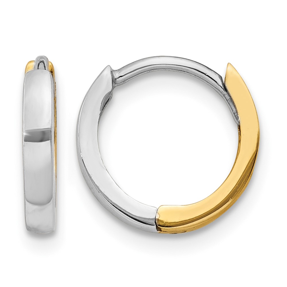 10k Two-tone 1.50mm Hinged Hoop Earrings (10TL157)